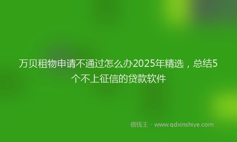 万贝租物申请不通过怎么办2025年精选，总结5个不上征信的贷款软件