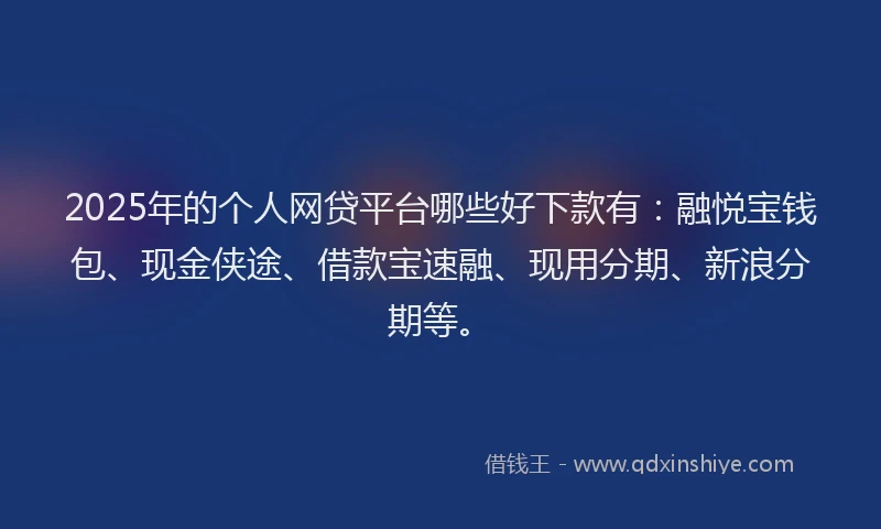2025年的个人网贷平台哪些好下款有：融悦宝钱包、现金侠途、借款宝速融、现用分期、新浪分期等。
