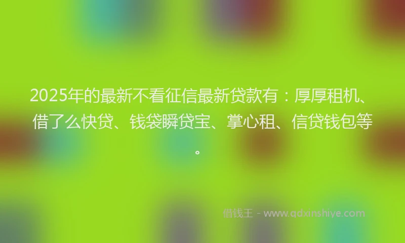 2025年的最新不看征信最新贷款有：厚厚租机、借了么快贷、钱袋瞬贷宝、掌心租、信贷钱包等。