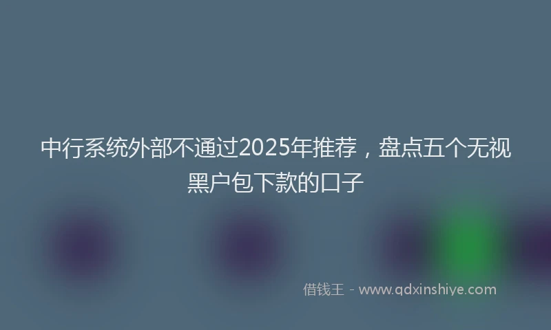 中行系统外部不通过2025年推荐，盘点五个无视黑户包下款的口子