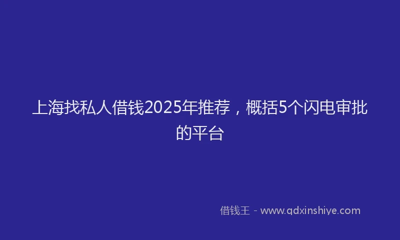 上海找私人借钱2025年推荐，概括5个闪电审批的平台