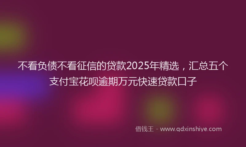 不看负债不看征信的贷款2025年精选，汇总五个支付宝花呗逾期万元快速贷款口子