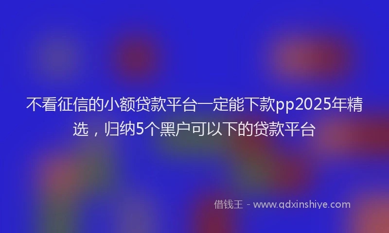 不看征信的小额贷款平台一定能下款pp2025年精选，归纳5个黑户可以下的贷款平台