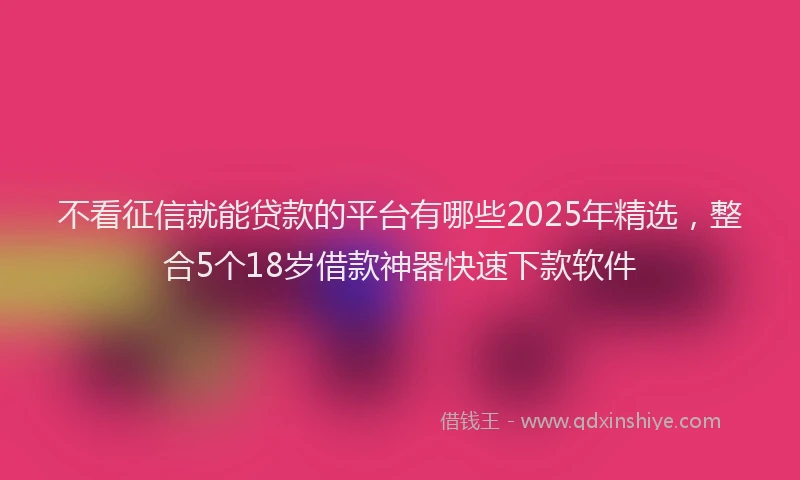 不看征信就能贷款的平台有哪些2025年精选，整合5个18岁借款神器快速下款软件