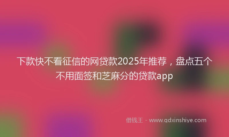 下款快不看征信的网贷款2025年推荐，盘点五个不用面签和芝麻分的贷款app