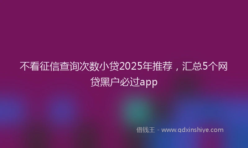 不看征信查询次数小贷2025年推荐，汇总5个网贷黑户必过app