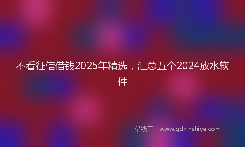 不看征信借钱2025年精选，汇总五个2024放水软件