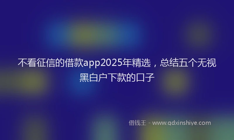 不看征信的借款app2025年精选，总结五个无视黑白户下款的口子