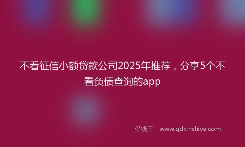 不看征信小额贷款公司2025年推荐，分享5个不看负债查询的app