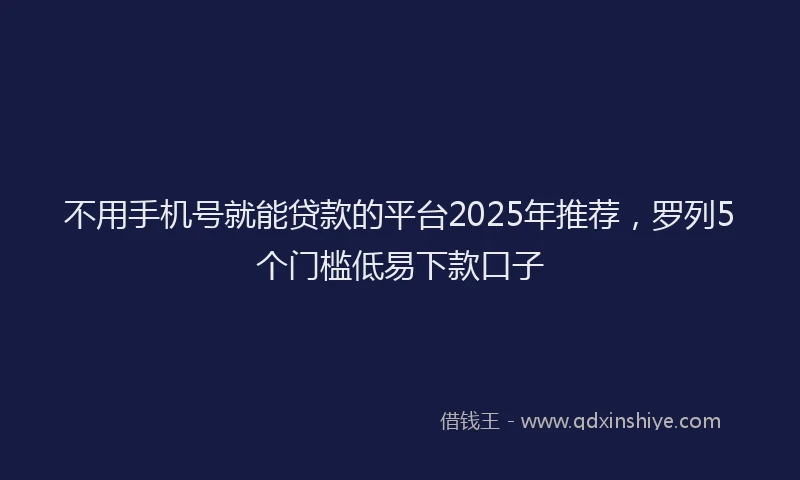 不用手机号就能贷款的平台2025年推荐，罗列5个门槛低易下款口子