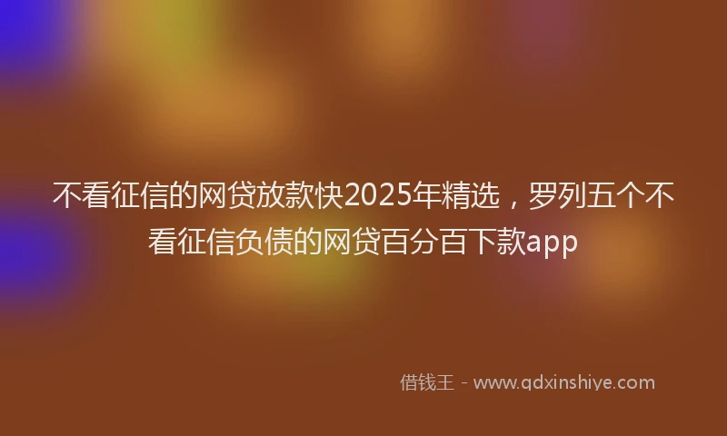 不看征信的网贷放款快2025年精选，罗列五个不看征信负债的网贷百分百下款app
