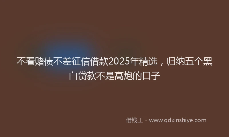 不看赌债不差征信借款2025年精选，归纳五个黑白贷款不是高炮的口子