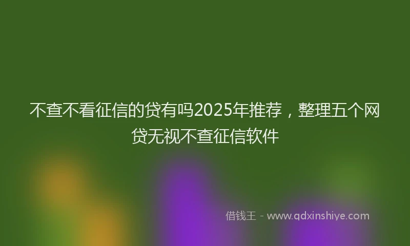 不查不看征信的贷有吗2025年推荐，整理五个网贷无视不查征信软件