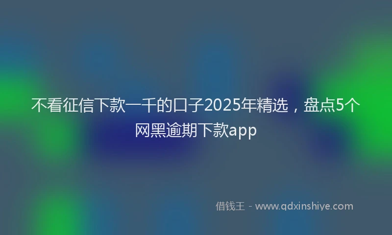 不看征信下款一千的口子2025年精选，盘点5个网黑逾期下款app