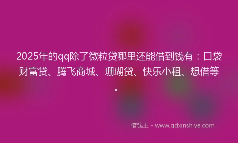 2025年的qq除了微粒贷哪里还能借到钱有：口袋财富贷、腾飞商城、珊瑚贷、快乐小租、想借等。