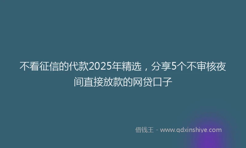 不看征信的代款2025年精选，分享5个不审核夜间直接放款的网贷口子