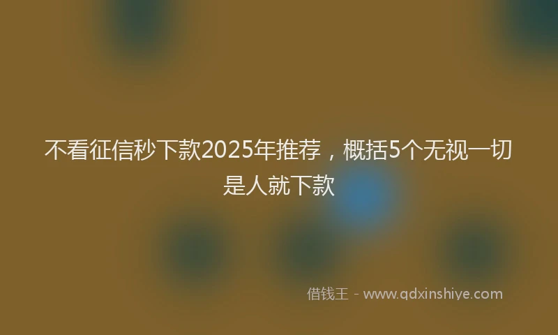 不看征信秒下款2025年推荐,概括5个无视一切是人就下款
