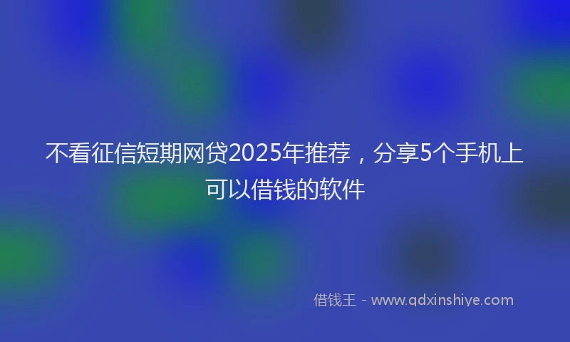不看征信短期网贷2025年推荐，分享5个手机上可以借钱的软件