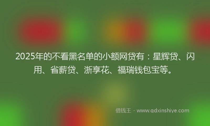 2025年的不看黑名单的小额网贷有：星辉贷、闪用、省薪贷、浙享花、福瑞钱包宝等。