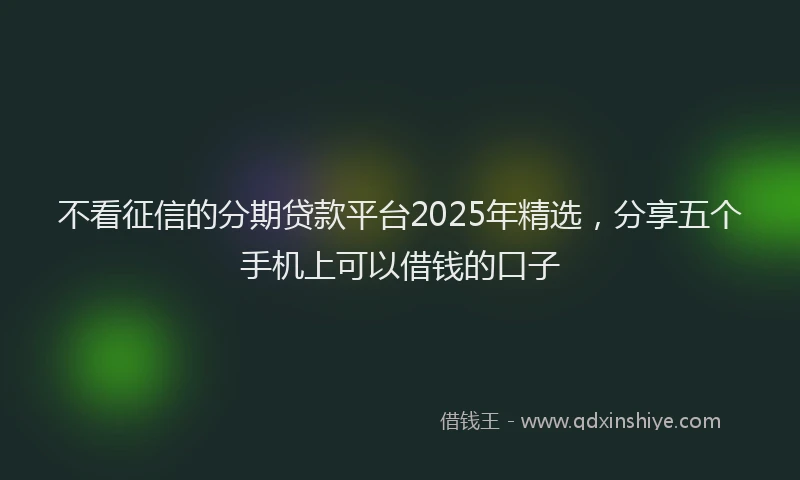不看征信的分期贷款平台2025年精选，分享五个手机上可以借钱的口子