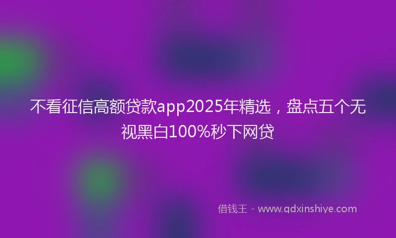 不看征信高额贷款app2025年精选，盘点五个无视黑白100%秒下网贷