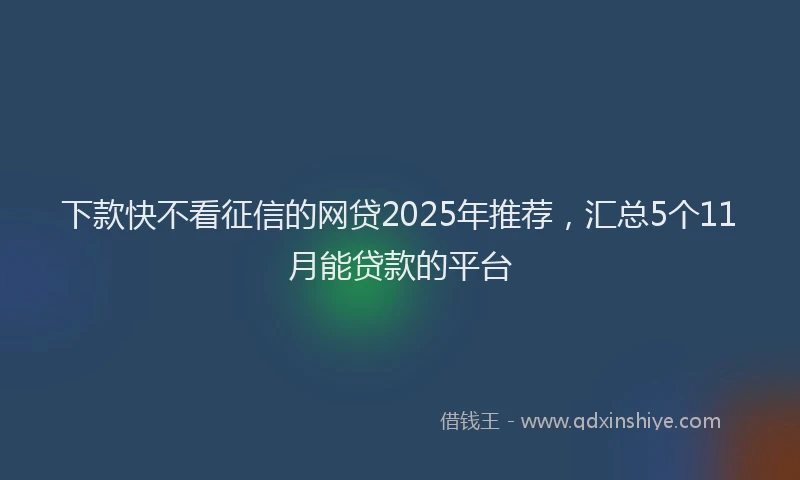 下款快不看征信的网贷2025年推荐，汇总5个11月能贷款的平台