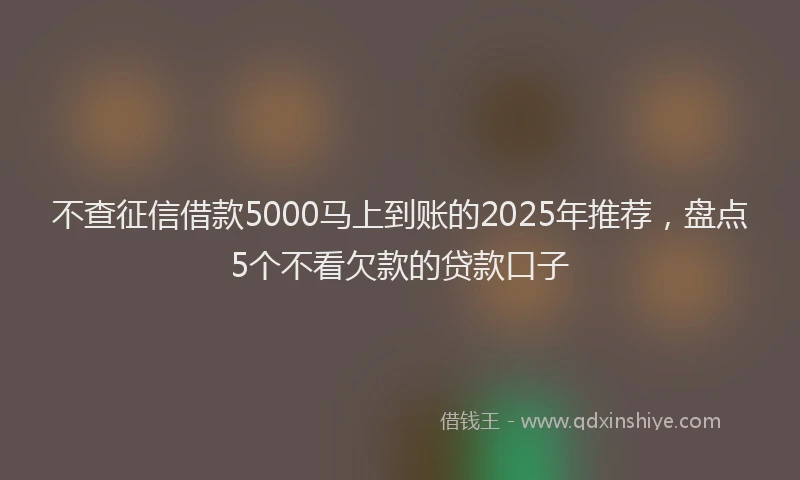 不查征信借款5000马上到账的2025年推荐，盘点5个不看欠款的贷款口子