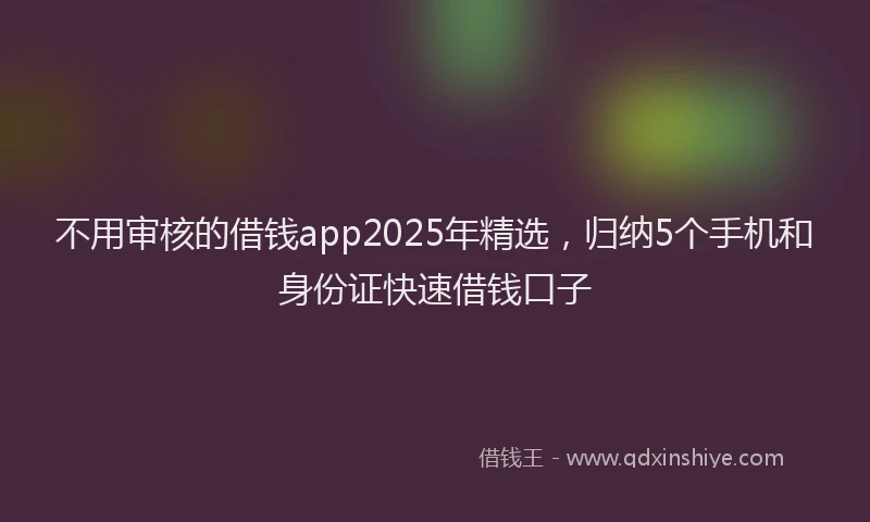 不用审核的借钱app2025年精选，归纳5个手机和身份证快速借钱口子