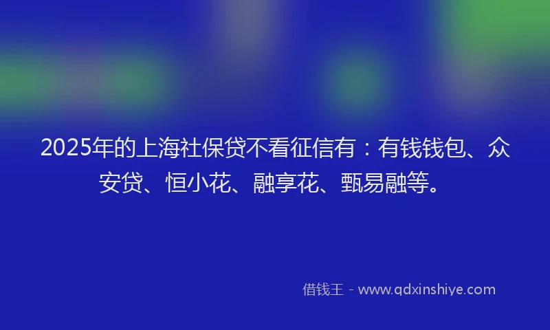 2025年的上海社保贷不看征信有：有钱钱包、众安贷、恒小花、融享花、甄易融等。
