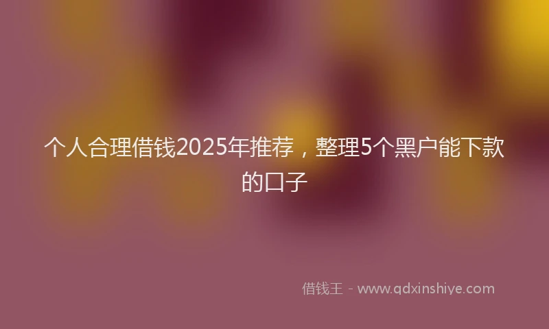 个人合理借钱2025年推荐，整理5个黑户能下款的口子