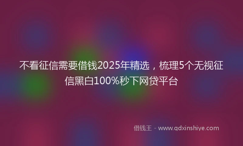 不看征信需要借钱2025年精选,梳理5个无视征信黑白100%秒下网贷平台