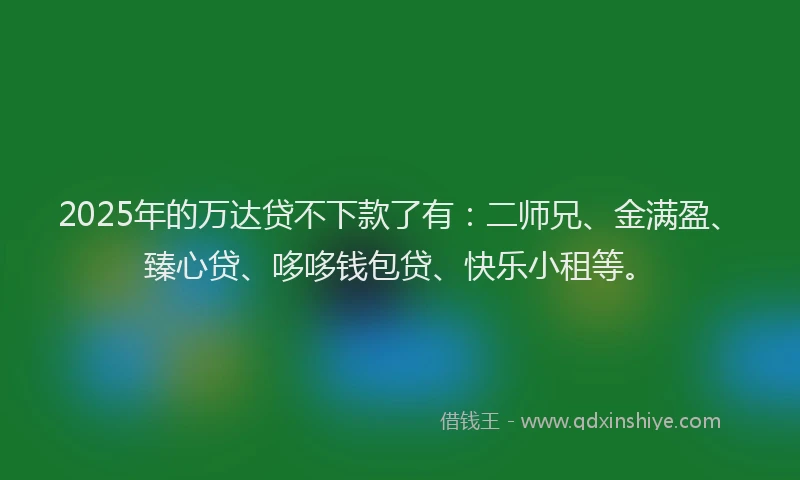 2025年的万达贷不下款了有：二师兄、金满盈、臻心贷、哆哆钱包贷、快乐小租等。