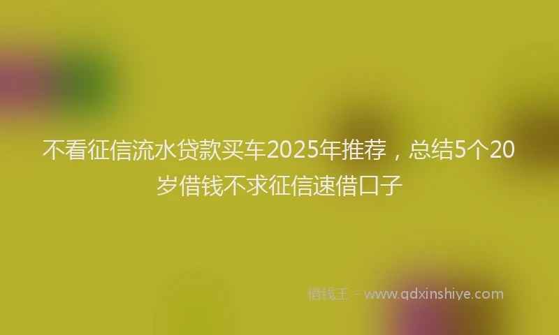 不看征信流水贷款买车2025年推荐，总结5个20岁借钱不求征信速借口子