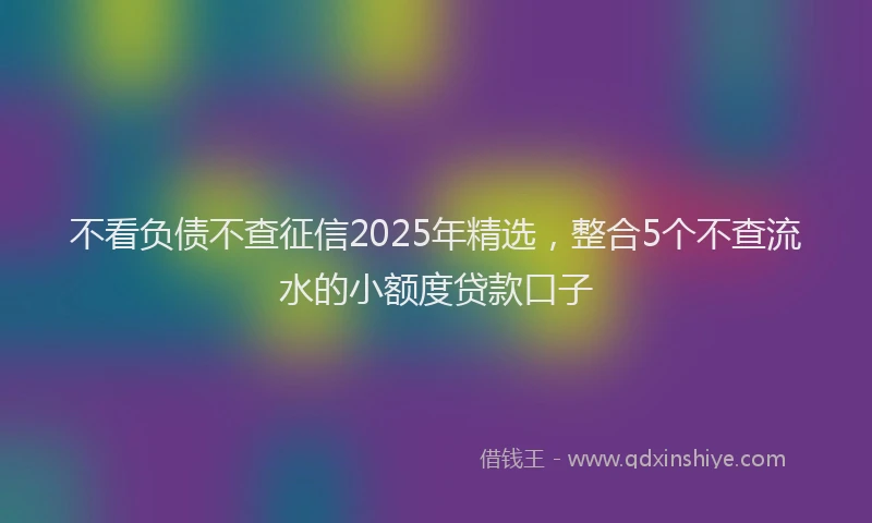 不看负债不查征信2025年精选，整合5个不查流水的小额度贷款口子