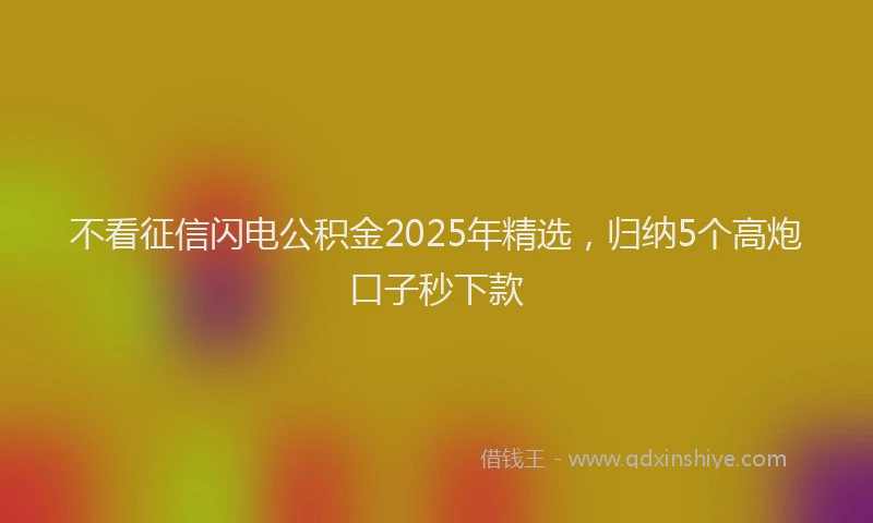 不看征信闪电公积金2025年精选，归纳5个高炮口子秒下款