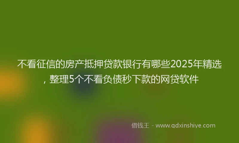 不看征信的房产抵押贷款银行有哪些2025年精选，整理5个不看负债秒下款的网贷软件