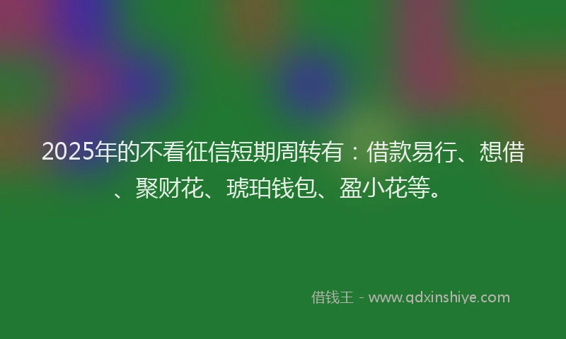 2025年的不看征信短期周转有：借款易行、想借、聚财花、琥珀钱包、盈小花等。