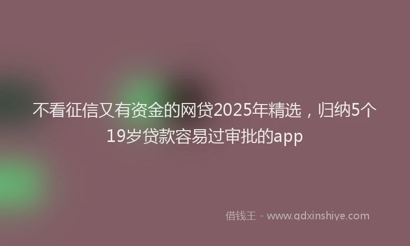 不看征信又有资金的网贷2025年精选，归纳5个19岁贷款容易过审批的app