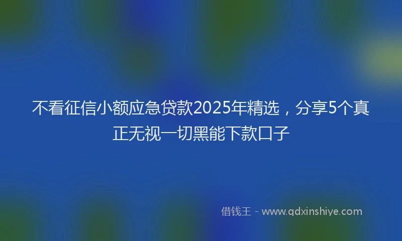 不看征信小额应急贷款2025年精选，分享5个真正无视一切黑能下款口子