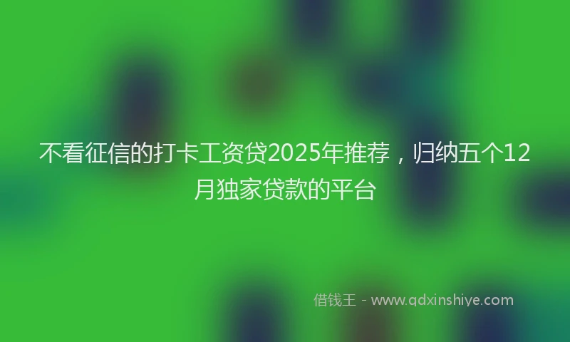 不看征信的打卡工资贷2025年推荐，归纳五个12月独家贷款的平台