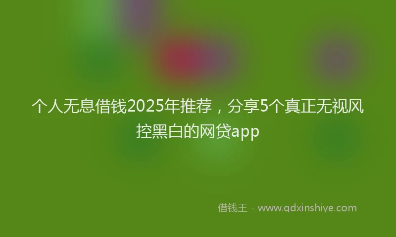 个人无息借钱2025年推荐，分享5个真正无视风控黑白的网贷app