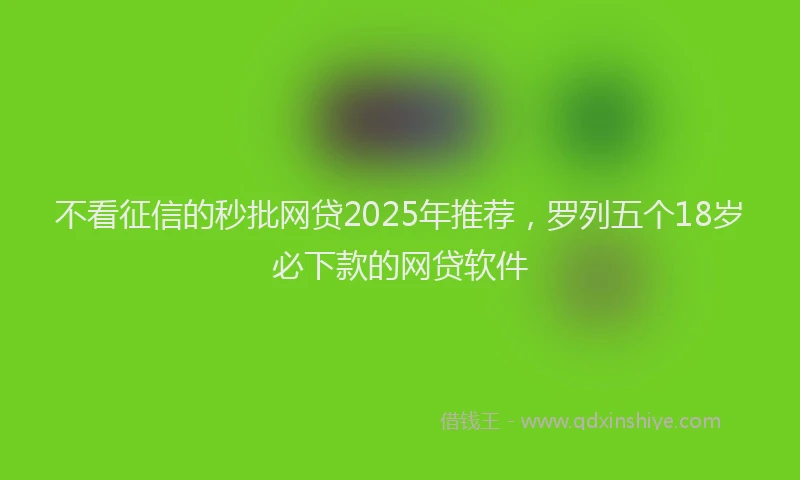 不看征信的秒批网贷2025年推荐，罗列五个18岁必下款的网贷软件