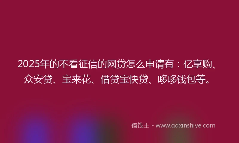 2025年的不看征信的网贷怎么申请有：亿享购、众安贷、宝来花、借贷宝快贷、哆哆钱包等。