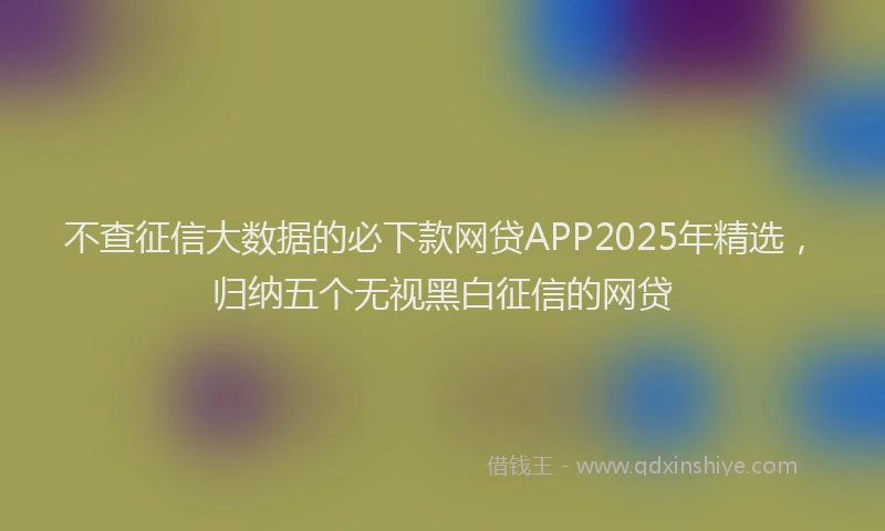 不查征信大数据的必下款网贷APP2025年精选，归纳五个无视黑白征信的网贷