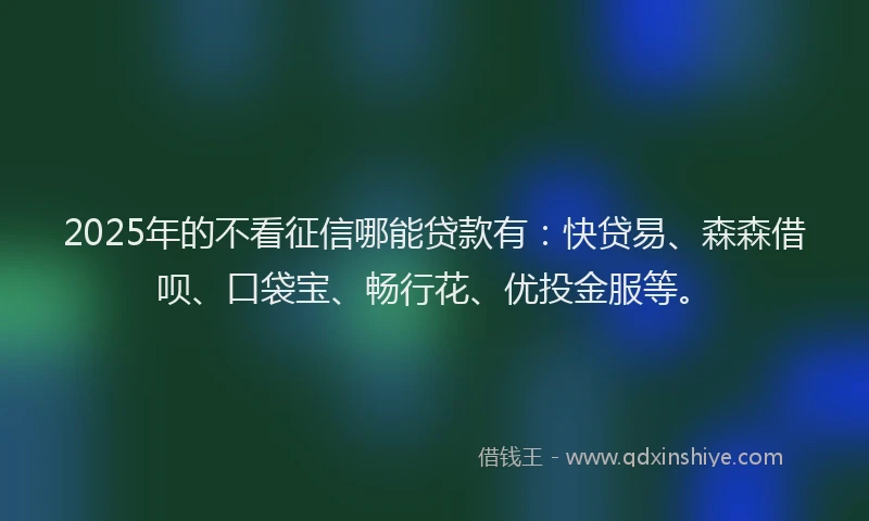 2025年的不看征信哪能贷款有：快贷易、森森借呗、口袋宝、畅行花、优投金服等。