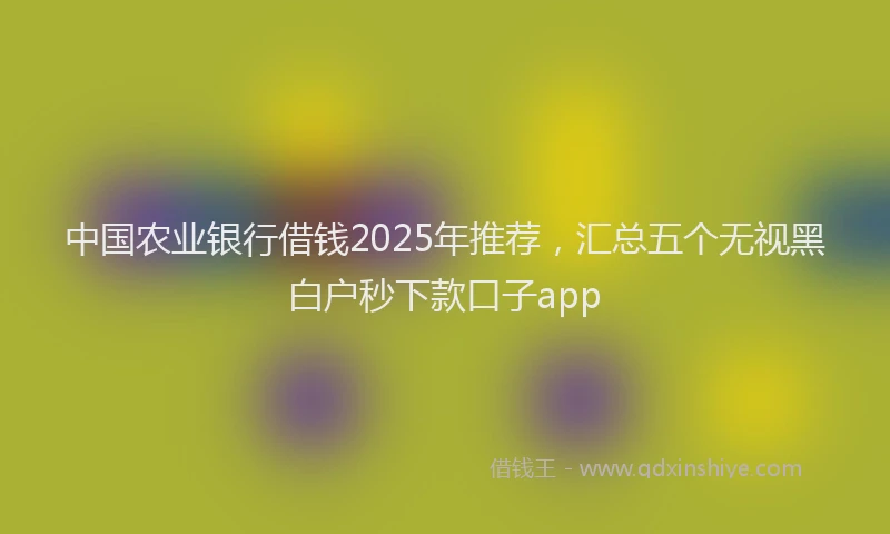 中国农业银行借钱2025年推荐，汇总五个无视黑白户秒下款口子app