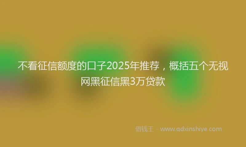 不看征信额度的口子2025年推荐，概括五个无视网黑征信黑3万贷款