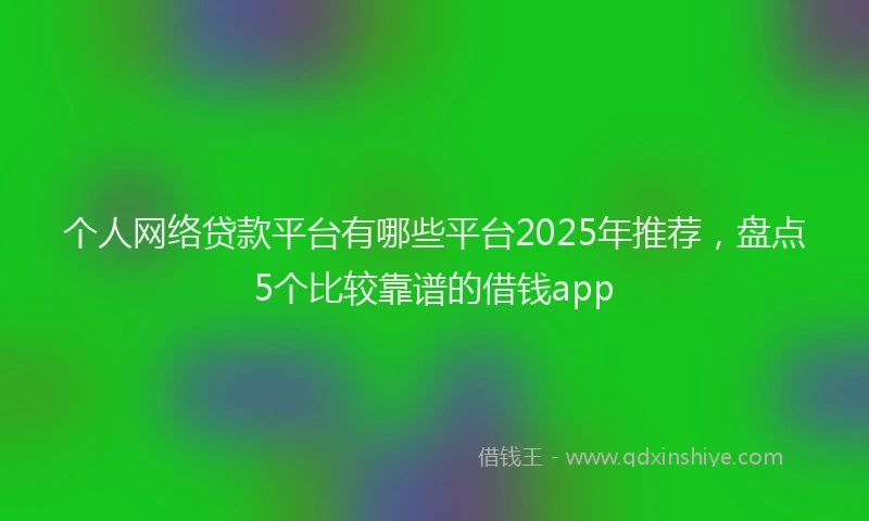 个人网络贷款平台有哪些平台2025年推荐，盘点5个比较靠谱的借钱app