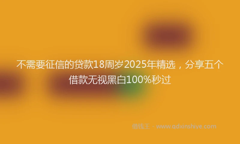 不需要征信的贷款18周岁2025年精选，分享五个借款无视黑白100%秒过