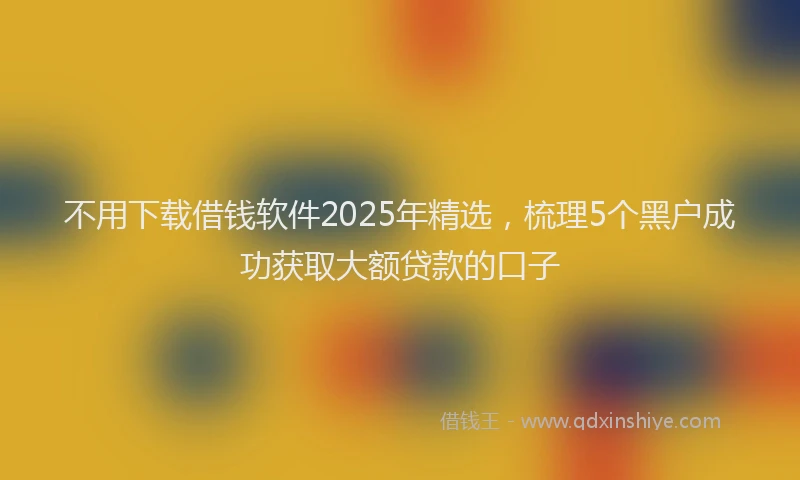 不用下载借钱软件2025年精选，梳理5个黑户成功获取大额贷款的口子
